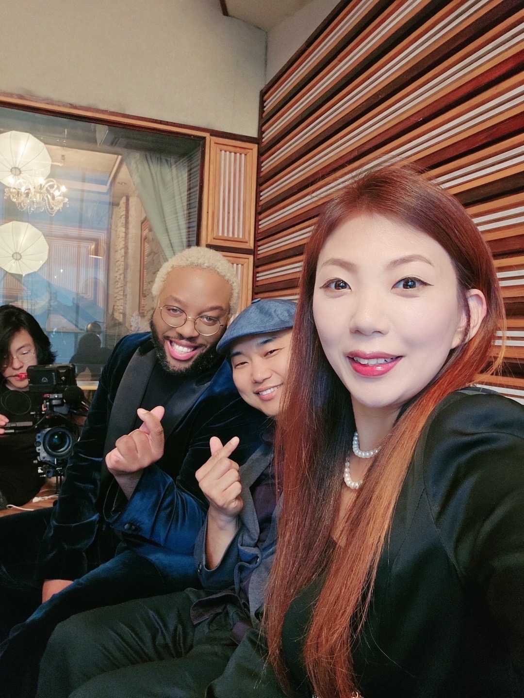 Jamon Maple behind-the-scenes with Korean TV hosts and producers